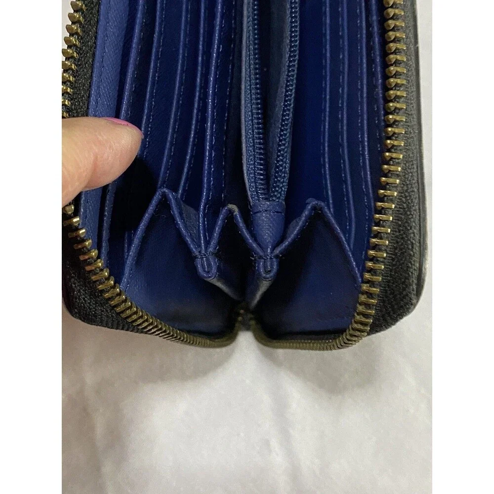 Fossil zip wallet Clutch blue Multi Color pattern card holder change pocket